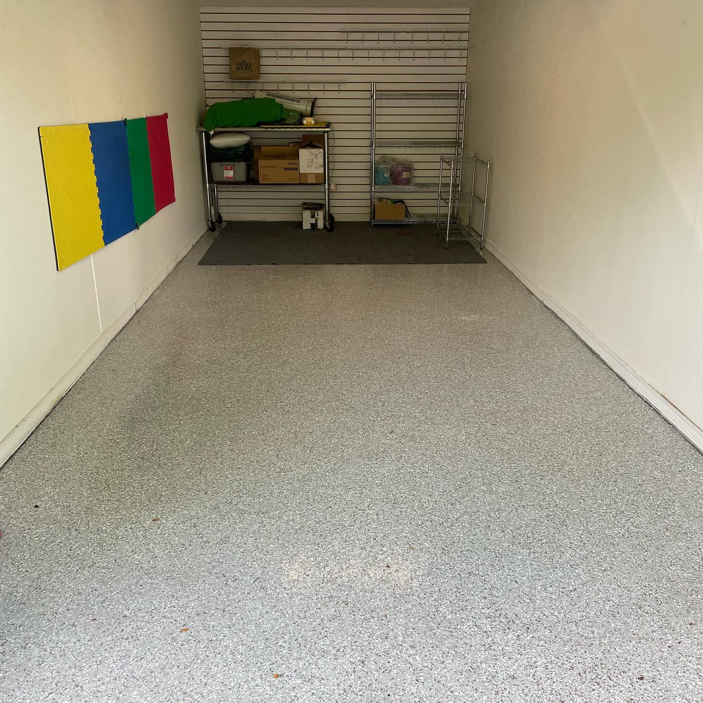 finished garage with floor coating
