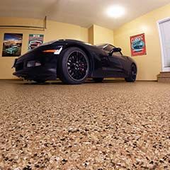 black car parked in garage